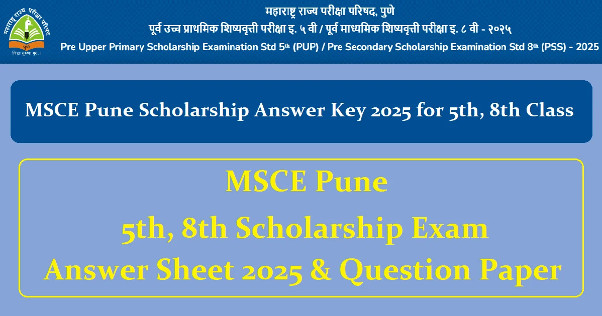 MSCE Pune Scholarship Answer Key 2025 PDF