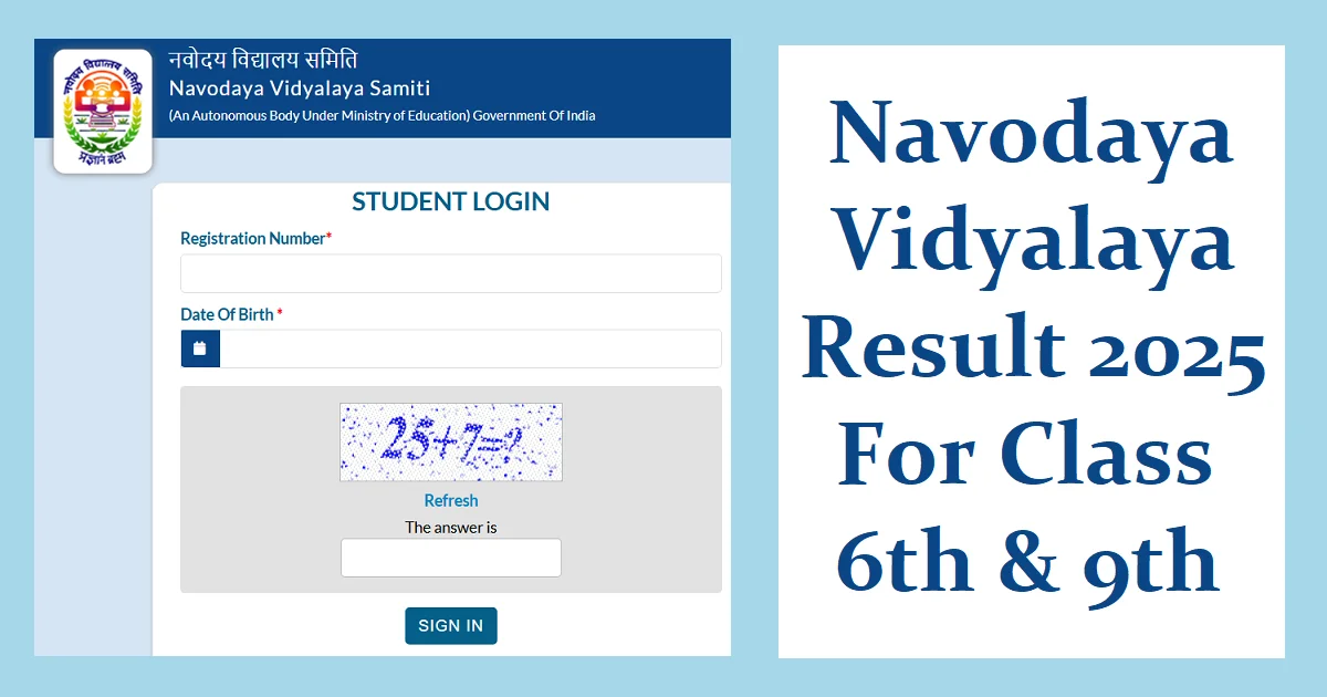 jnvst result 2025 class 6 & 9